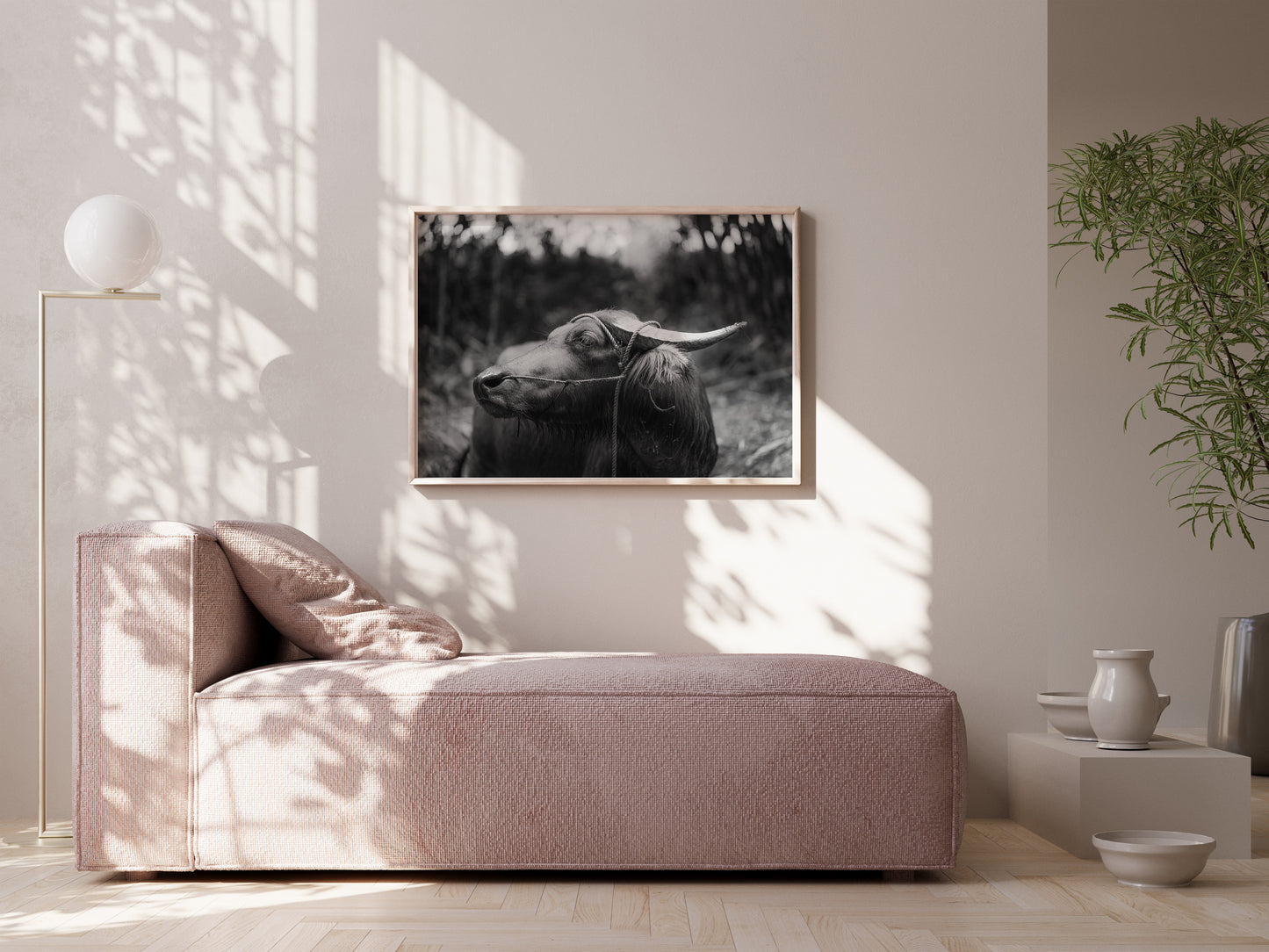 Silent Strength – Black & White Philippine Carabao Wall Art