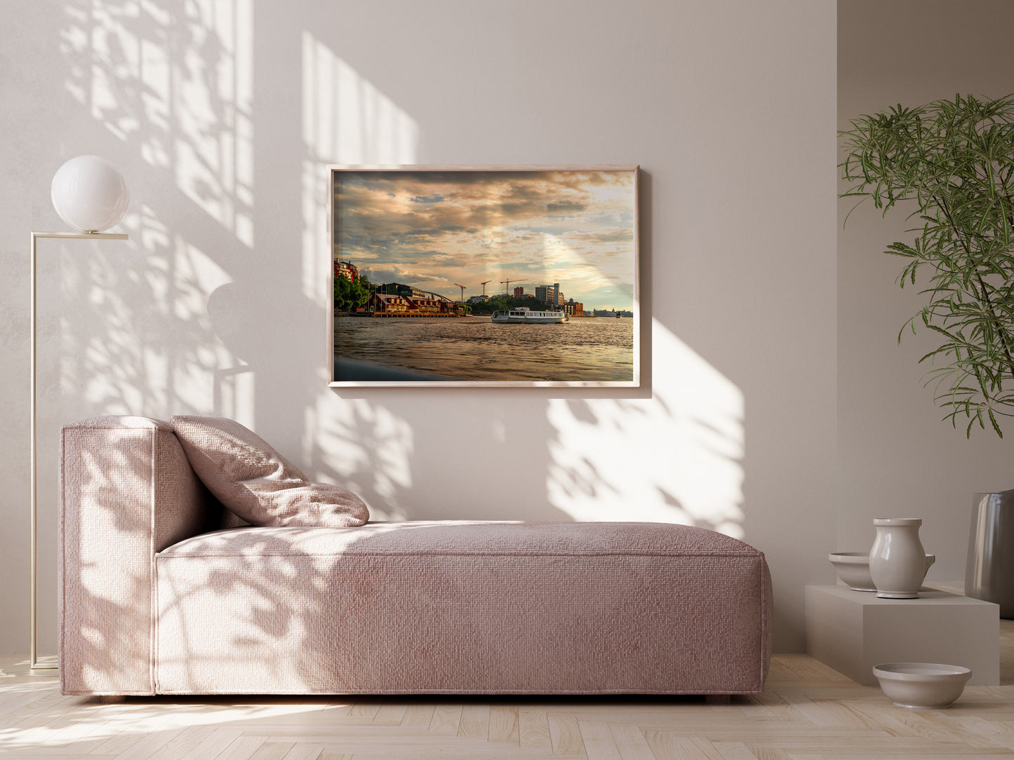 Golden Reflections – Stockholm’s Waterfront Skyline Wall Art