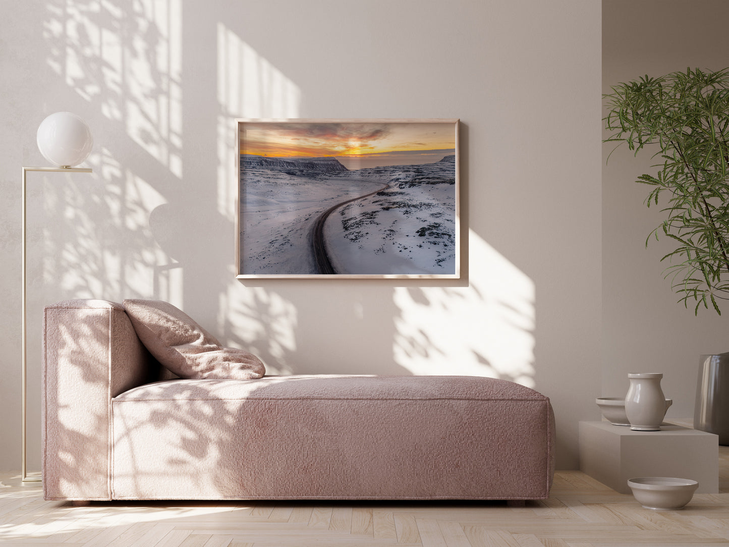 Golden Horizons – Sunset Aerial View of Iceland Wall Art