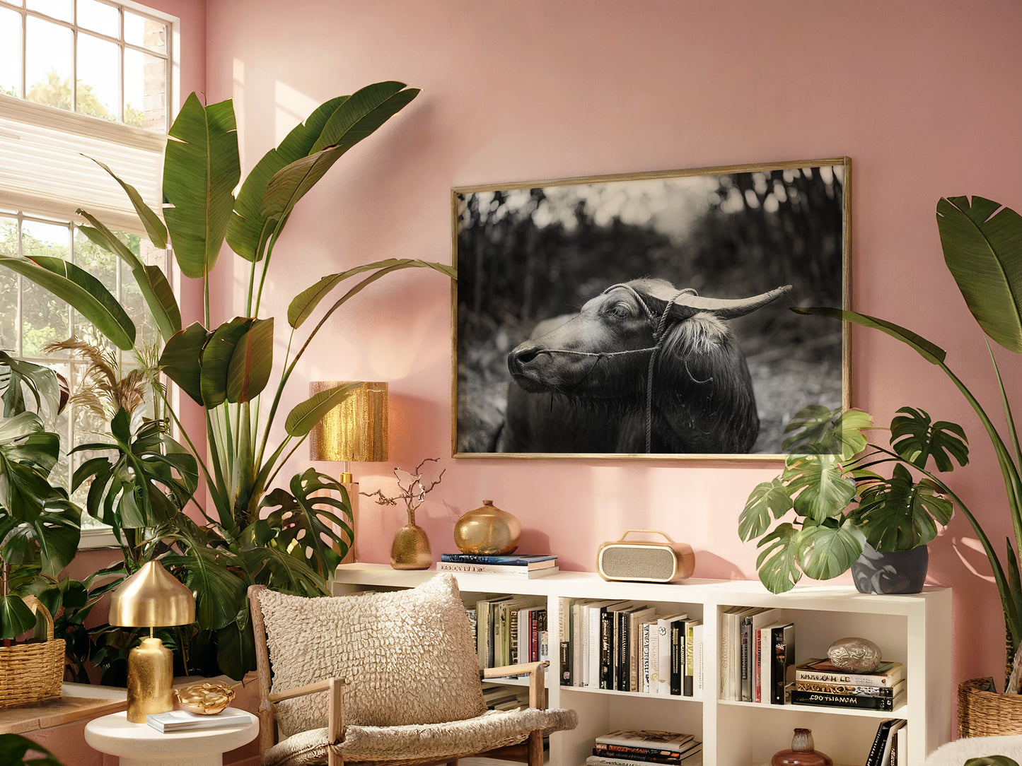 Silent Strength – Black & White Philippine Carabao Wall Art