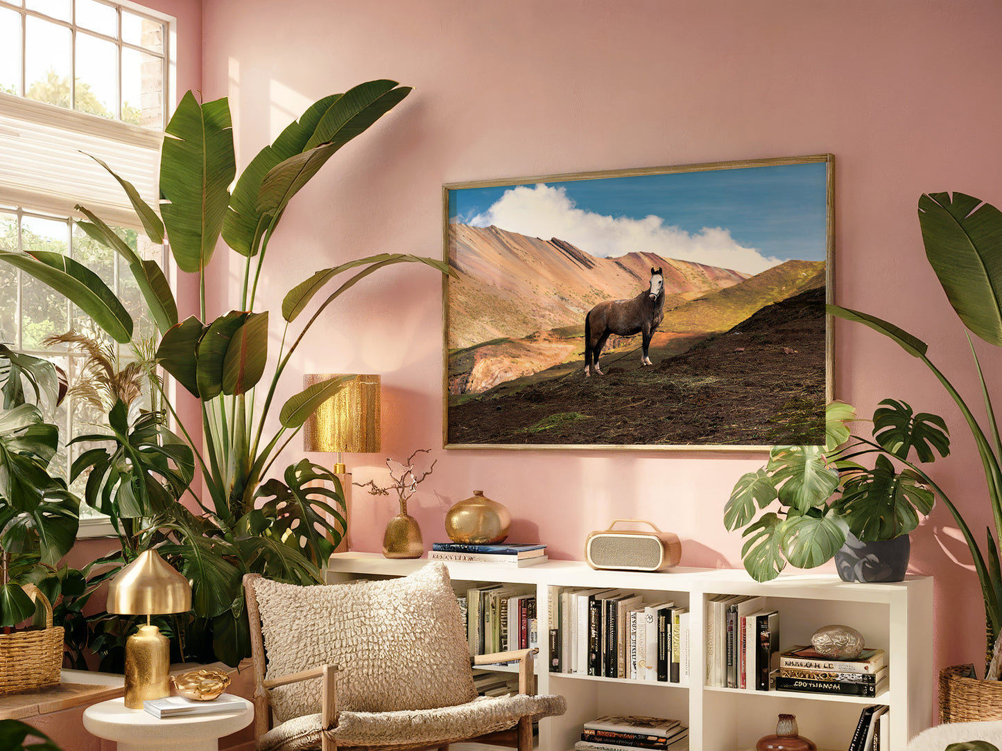 Rainbow Heights – Horse on Peru’s Rainbow Mountain Wall Art