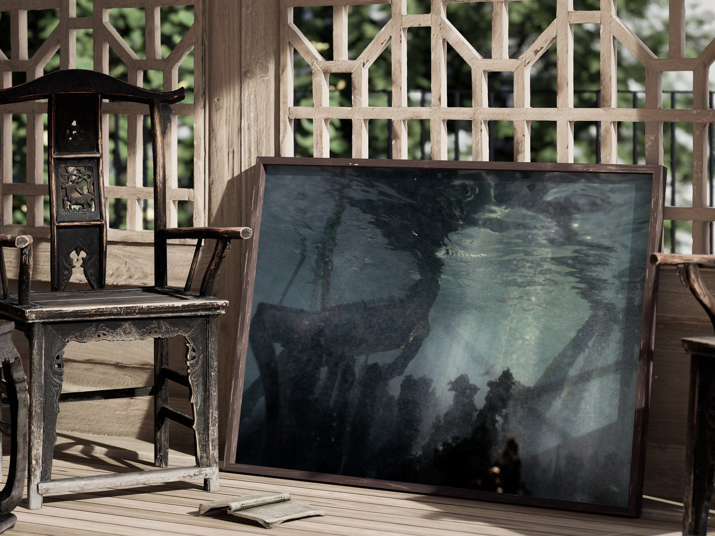 Depths of the Galápagos – Iguana Swimming Underwater Art