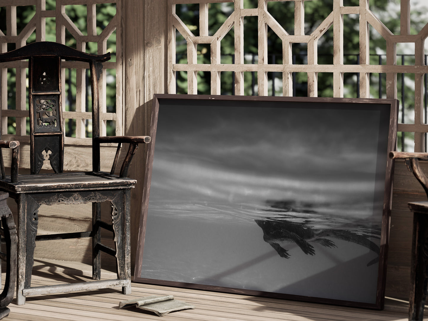 Beneath the Surface – Marine Iguana Swimming in Galápagos Wall Art