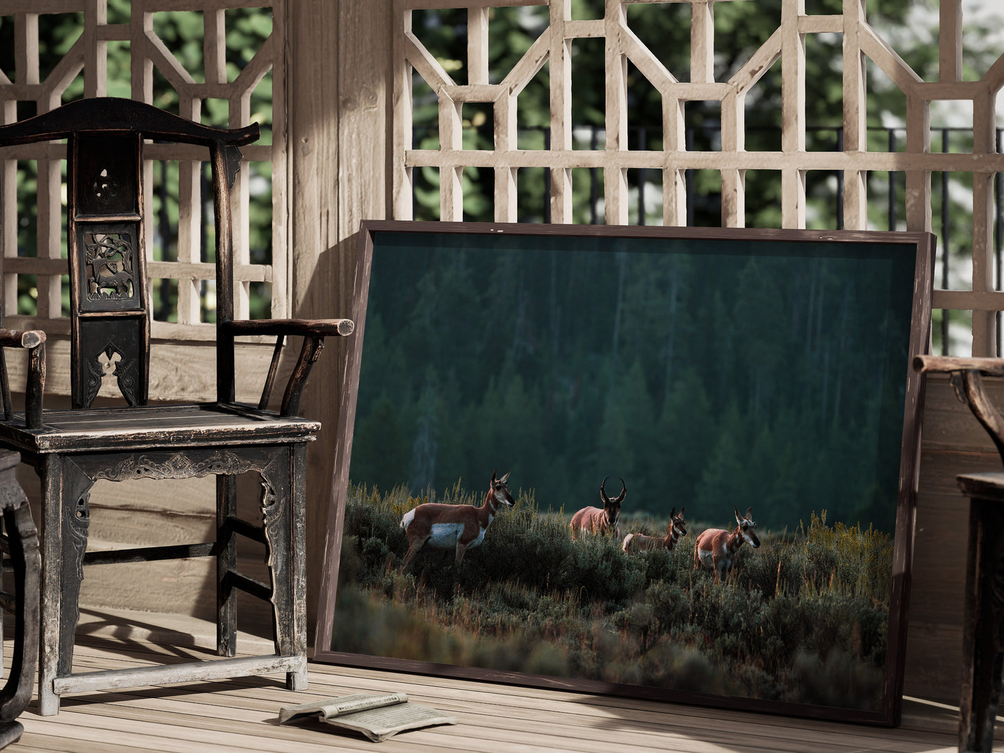Pronghorn Herd in the Tetons – Nostalgic Wildlife Wall Art
