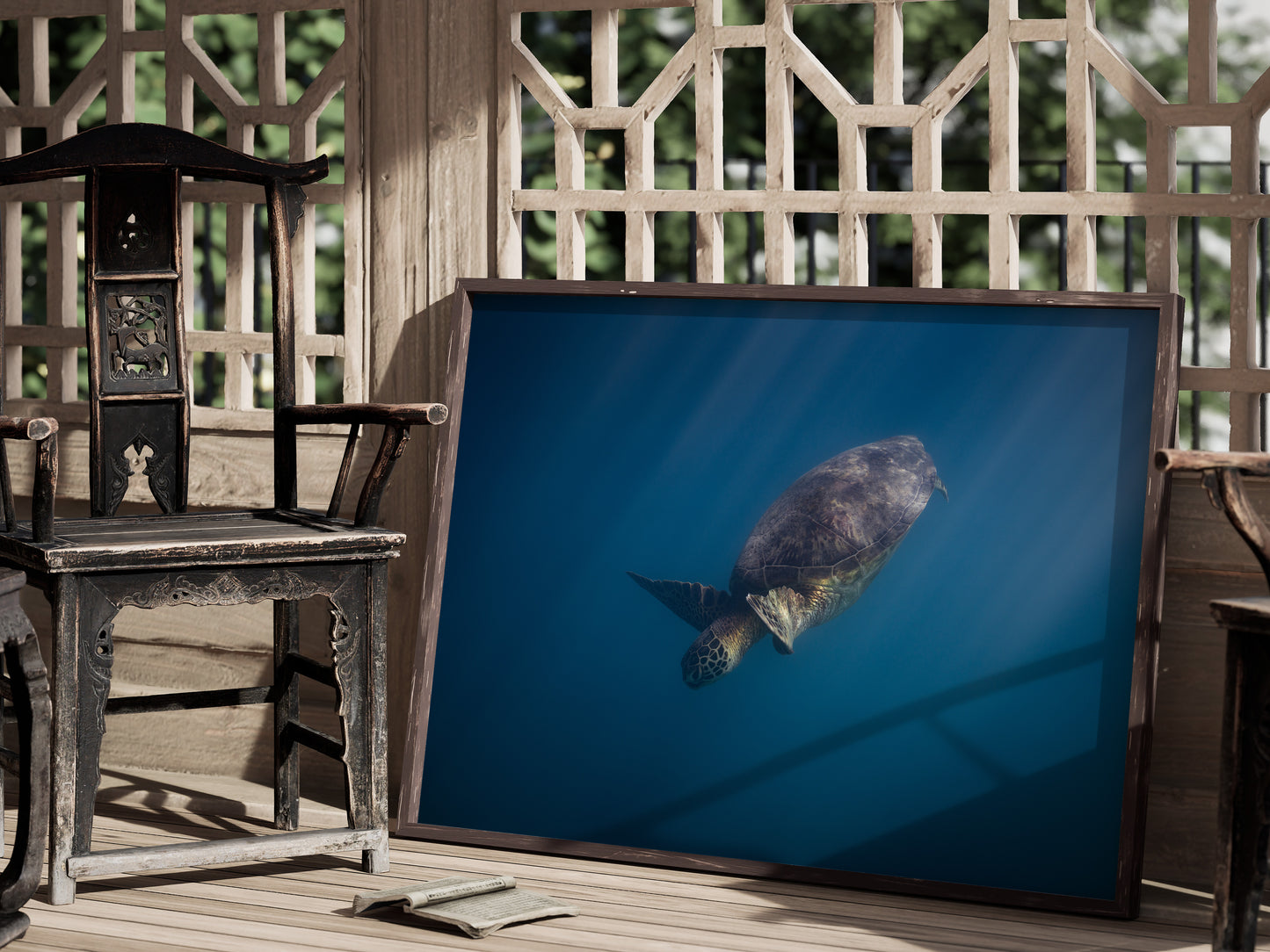 Gentle Glider – Hawaiian Green Sea Turtle Underwater Print