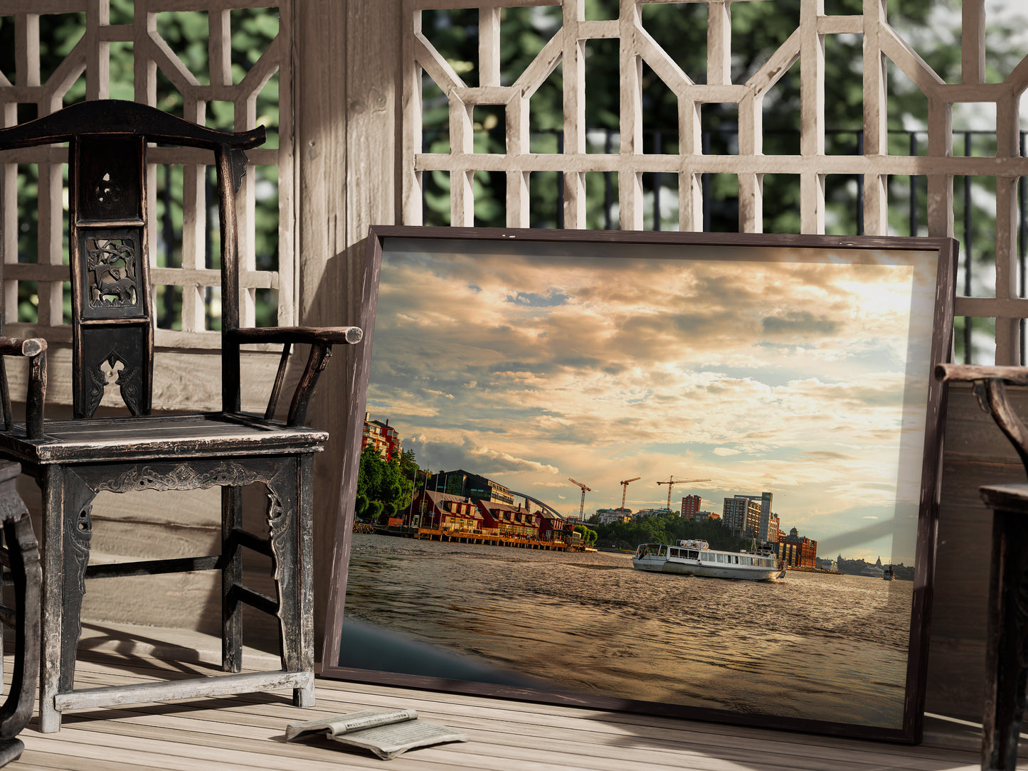 Golden Reflections – Stockholm’s Waterfront Skyline Wall Art