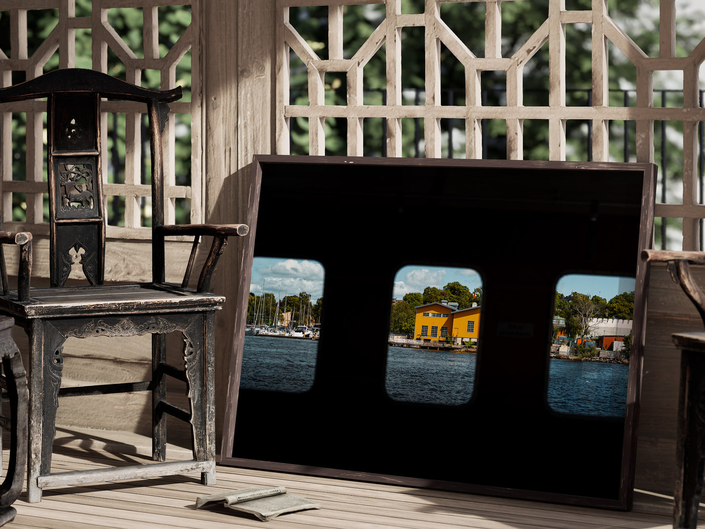 Window to Stockholm – A Scenic View from the Water Wall Art