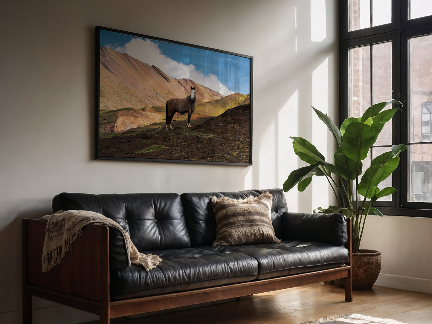 Rainbow Heights – Horse on Peru’s Rainbow Mountain Wall Art