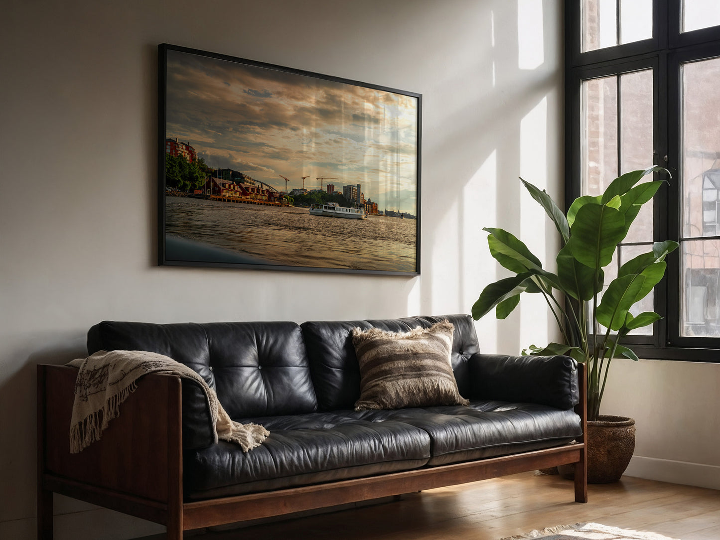 Golden Reflections – Stockholm’s Waterfront Skyline Wall Art