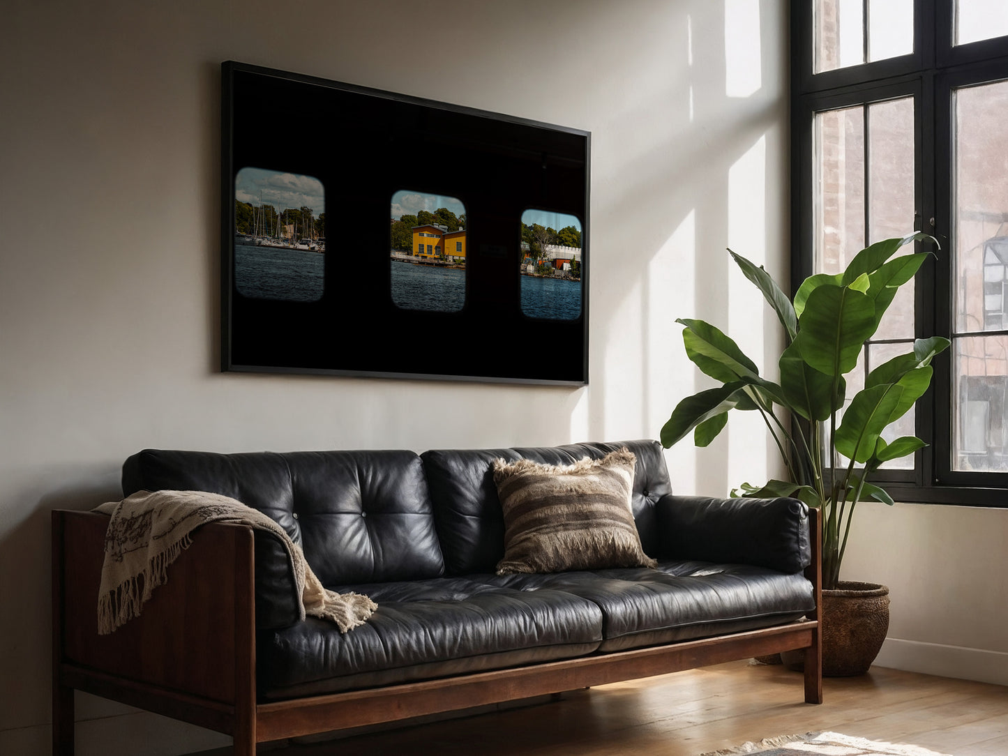 Window to Stockholm – A Scenic View from the Water Wall Art