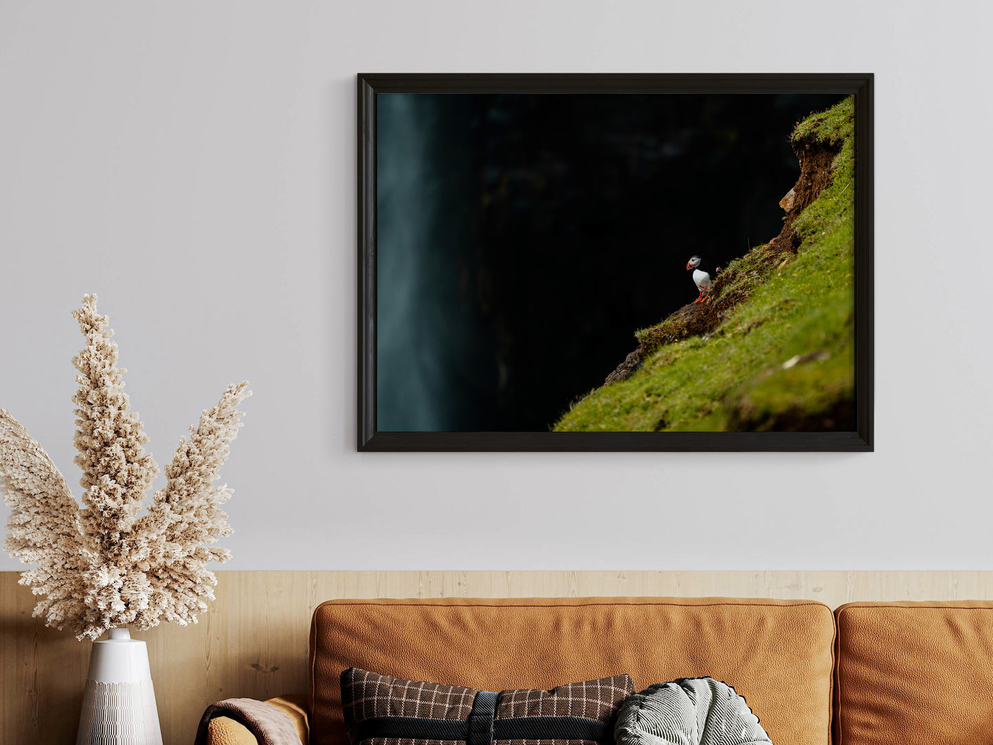 Wings of the Faroes – Puffins in Flight and Rest Print