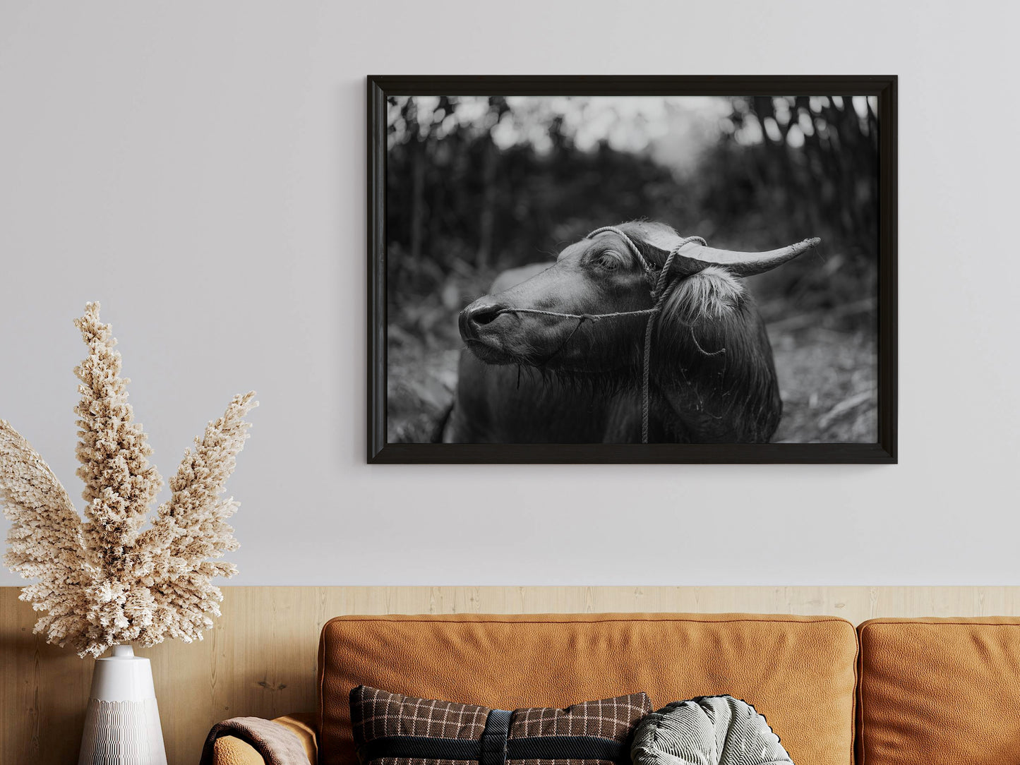 Silent Strength – Black & White Philippine Carabao Wall Art