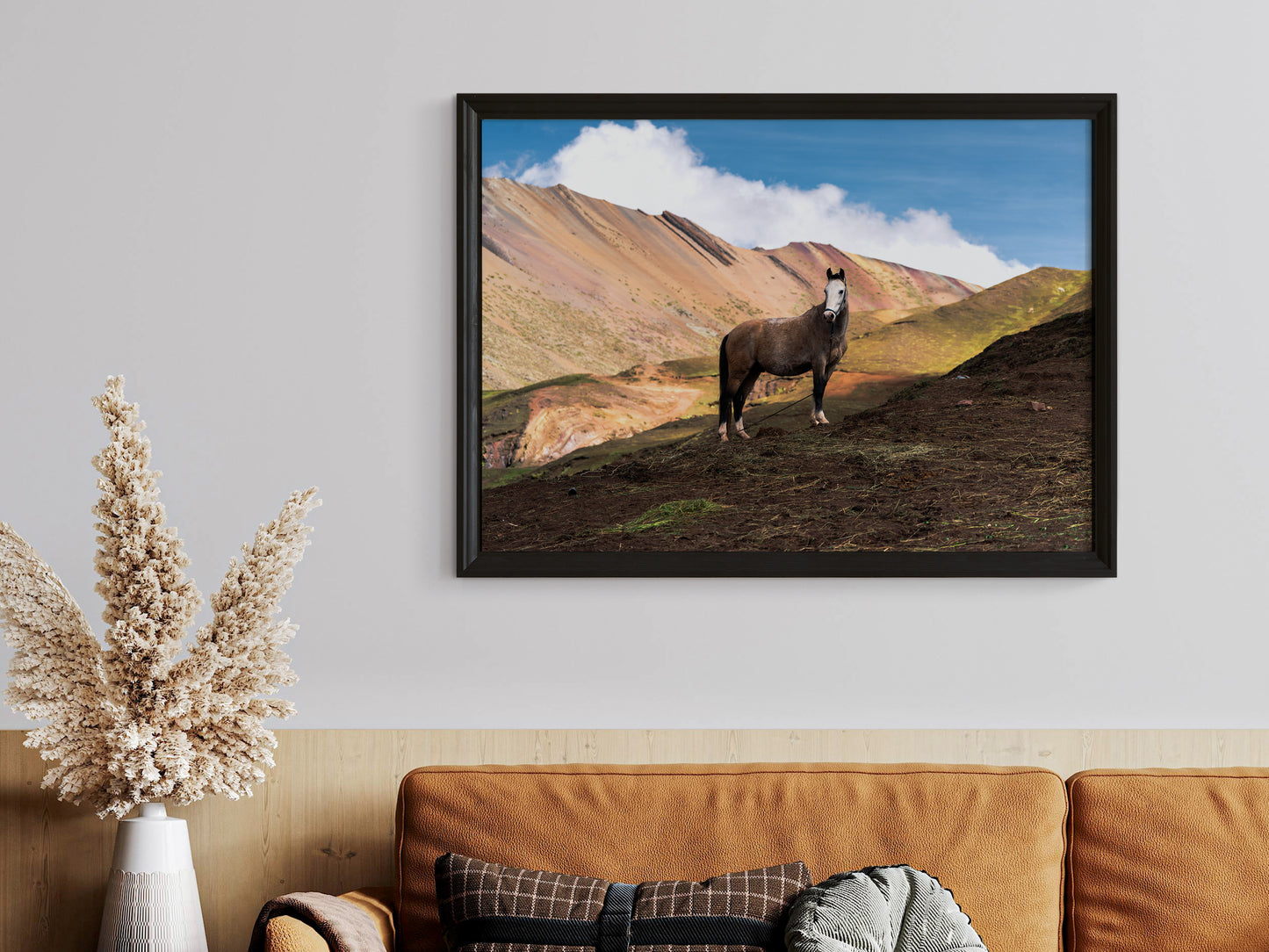 Rainbow Heights – Horse on Peru’s Rainbow Mountain Wall Art