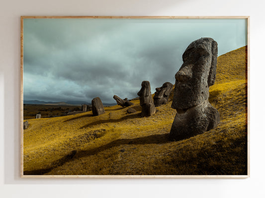 Sacred Quarry – Moai Origins on Easter Island Wall Art