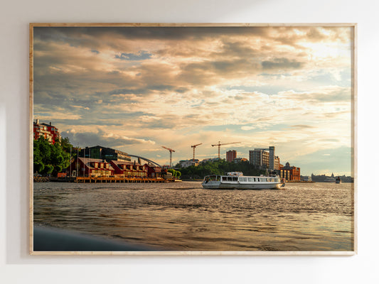 Golden Reflections – Stockholm’s Waterfront Skyline Wall Art