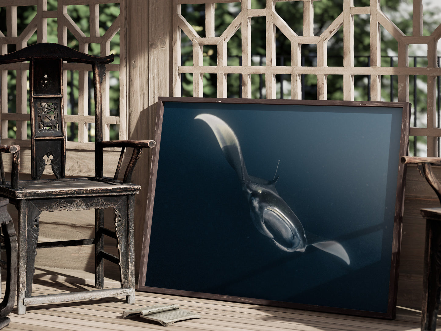 Grace Beneath the Waves – Manta Rays in Kona Print