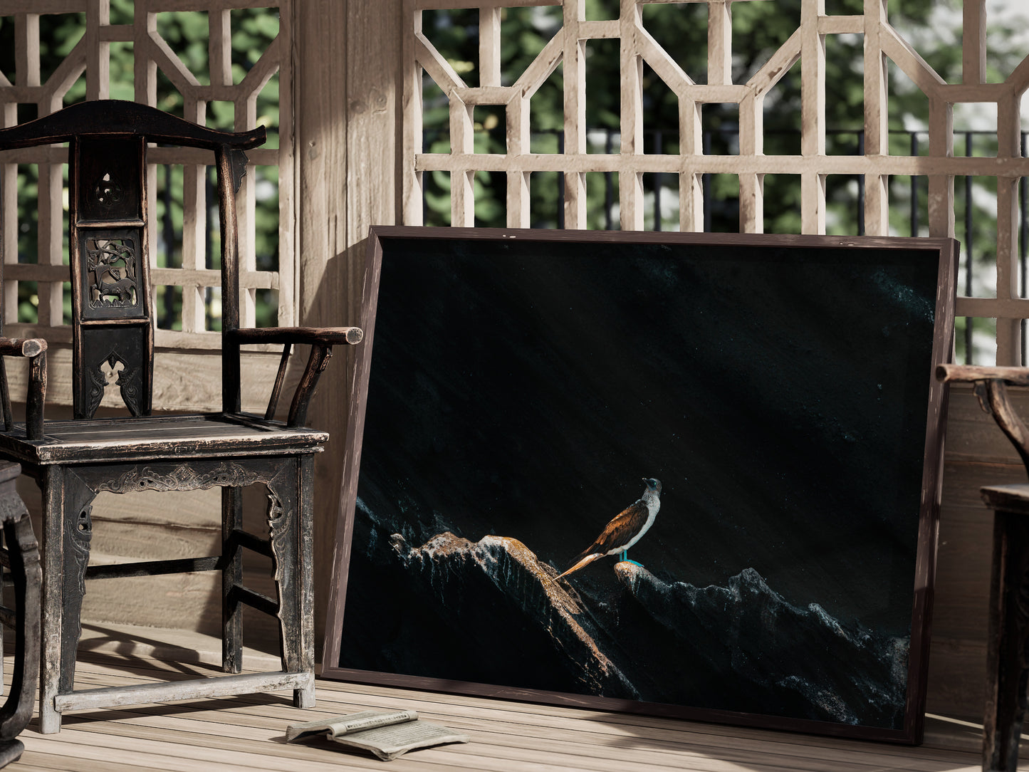 Galápagos Charm – Blue-Footed Booby Scenic Art Print